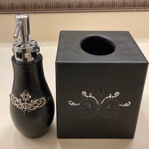 Matte black tissue holder & soap dispenser